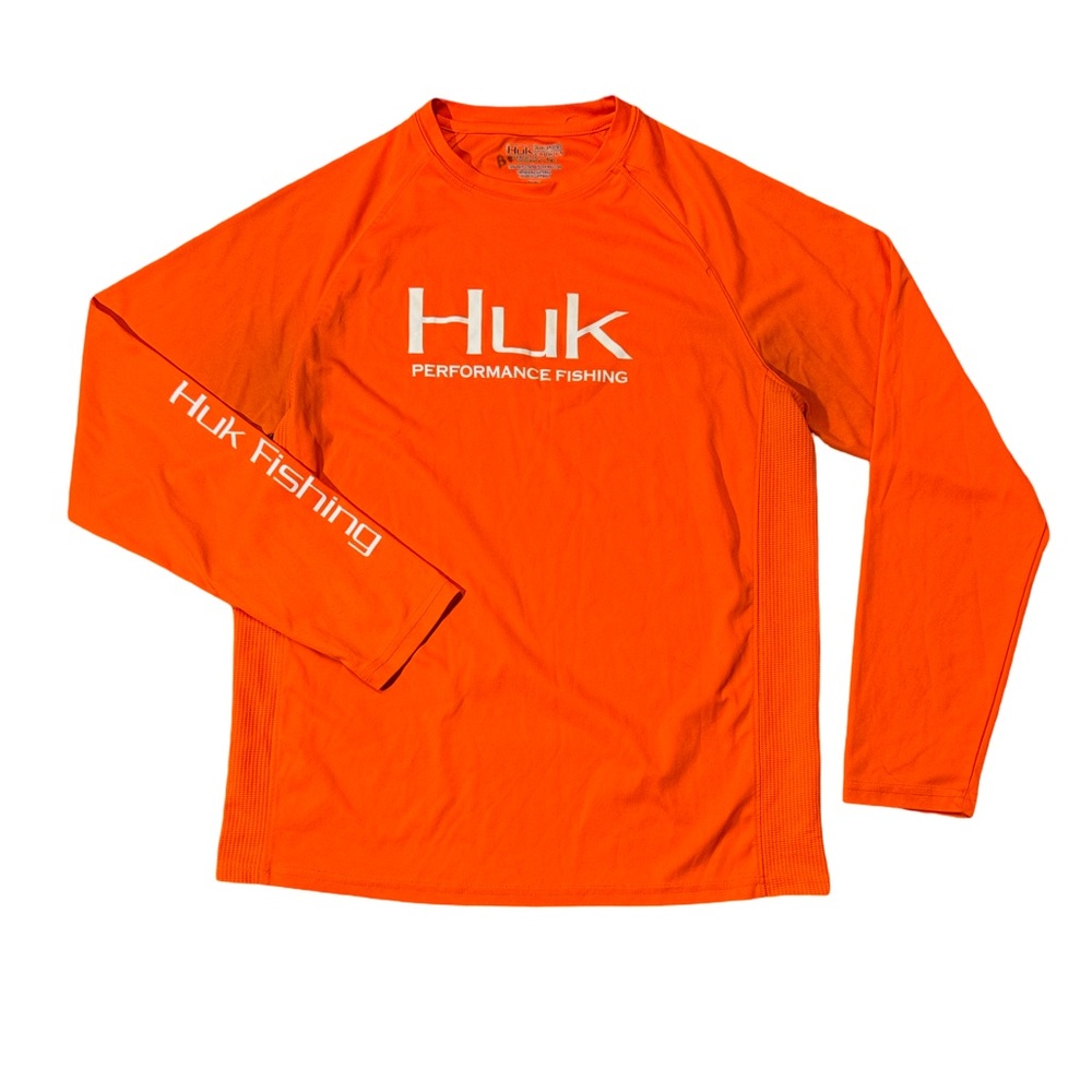 Huk mens S Small bright orange fishing performance long sleeve t-shirt